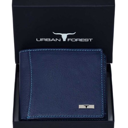Men Blue Genuine Leather Wallet  (6 Card Slots)
